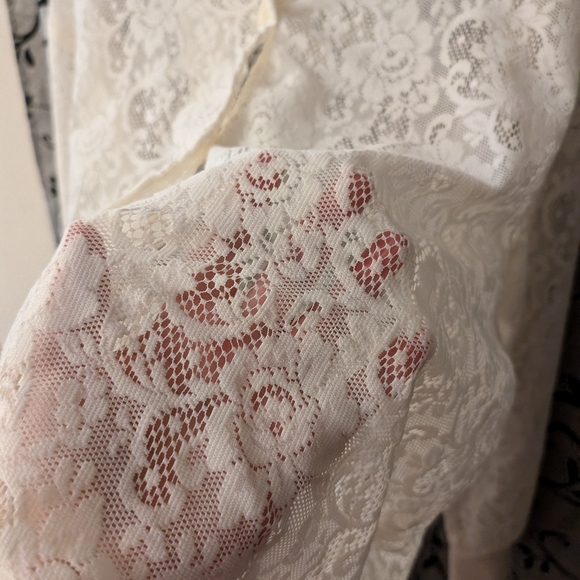 Vintage 70's RETRO all lace white blouse 1X C49 - Picture 2 of 5